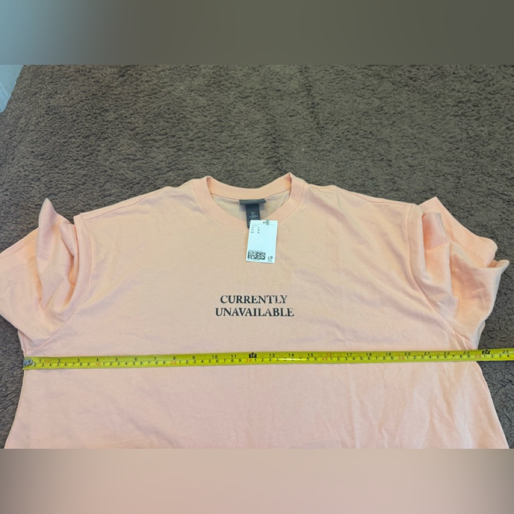 2 FOR $25 H&M Currently Unavailable Peach Loose Fit Shirt T Shirt Tee Size L NEW - Picture 7 of 7